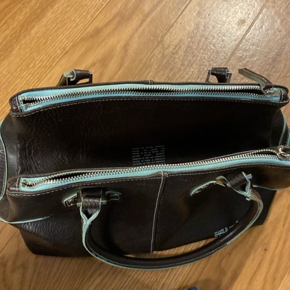 Matt & Nat Vegan Brown Green Leather Handbag Vintage 90’s Women’s - Picture 5 of 15